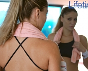 a young model working out in fitness studio